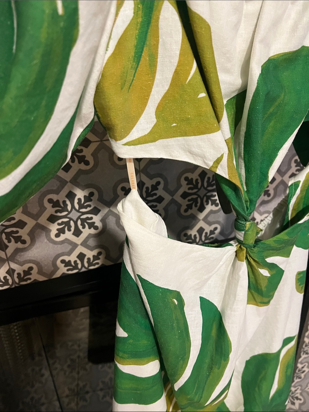 FARM RIO Midi Monstera Tropical Cutout Dress L - Picture 6 of 8